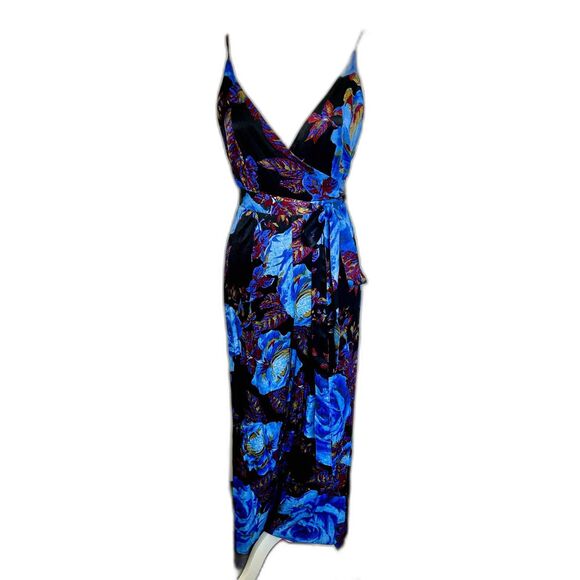 FREE PEOPLE Floral Sleeveless Strappy Wrap Jumpsuit Women's Size 2 Rayon Viscose - Picture 1 of 10